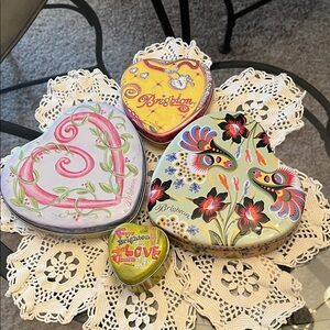 Brighton Colorful Heart Tins Collection, Lot of 4